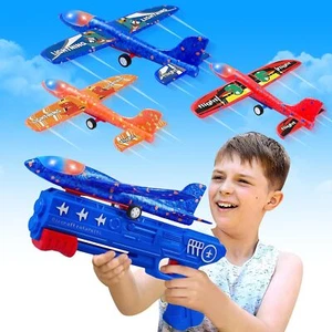 3 Pack Airplane Launcher Toys, 2 Flight Modes LED Foam Glider Catapult Plane - Picture 1 of 7