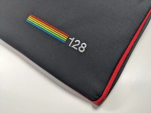COMMODORE 128 - osłona przeciwpyłowa- szare płótno bawełniane haftowane - Zdjęcie 1 z 3