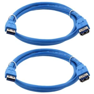 PACK of 2 USB Superspeed 3.0 Extension Cable A to A M/F 3 FT any Type A Cable - Picture 1 of 3