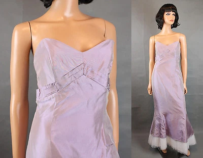 Vestido de Dama de Honor Alvina Valenta Talla S Largo Púrpura Claro Tafetán Sirena Baile de graduación Vestido Foto 1 de 4