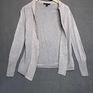 Banana Republic Cardigan Gray Open Knit Sweater Linen Blend Women’s Size Medium - Picture 1 of 4