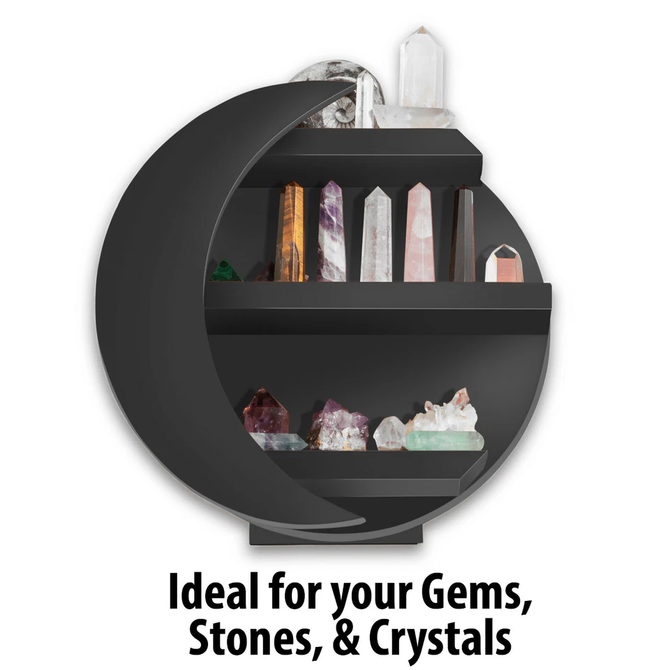 Estante Luna, Estante de Exhibición de Cristal, Estante de Aceite, Estante de Pared de Madera, Decoración Luna Foto 1 de 4