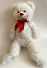 Burton + Burton White Teddy Bear Red Bow 20” Plush Soft Toy Stuffed Animal,