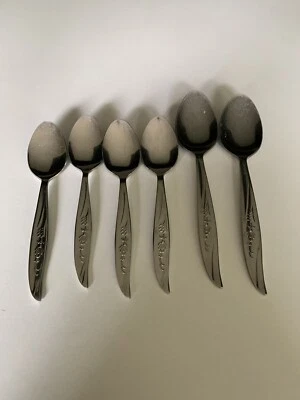 Flatware Set 4 Tea Spoons 2 Soup Vintage HULL DORZEL stainless Pinebrook E7 - Image 1 of 4