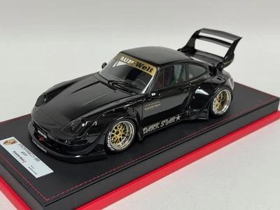 1/18 Ignition model Porsche 911 Carmen Gloss Black  on a custom Leather Base - Image 1 of 4