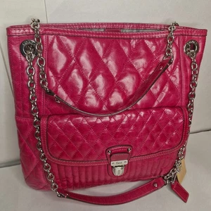 Coach Poppy Soft Leather Quilted Bag Candy Pink with Running Chain Handle Cute! - Picture 1 of 24