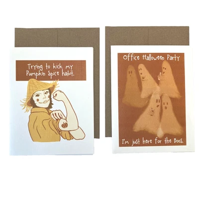 Lote de 16 tarjetas y sobres de felicitación humorísticos de otoño Pumpkin Spice Foto 1 de 4