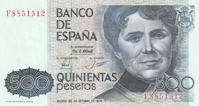 España 1979 500 Pesetas AU Billete Pick 157 Ganga Bin Foto 1 de 2