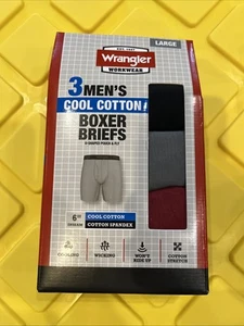 Men's Wrangler Workwear Boxer Briefs 3 Pk. Cool Cotton 6 in. inseam Size Large - Picture 1 of 2