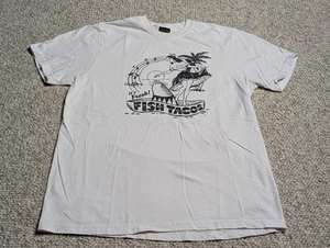 T-shirt vintage Lucky Brand Fish Tacos grafica cotone made in USA TAGLIA SMALL - Foto 1 di 5