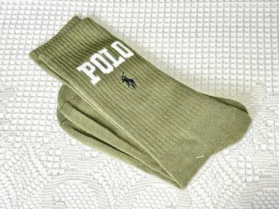 AUTÉNTICOS CALCETINES POLO MEZCLA ALGODÓN ACANALADOS RALPH LAUREN * VERDE SALVIA * HOMBRES 10-13 Foto 1 de 3