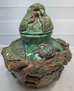 Macario Murguia Sea Turtles Mexican Art Pottery Ceramic Urn Or Jar Approx 10"H - Picture 1 of 13