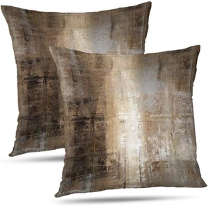 Taupe Abstract Art Artwork Pillow 18" x (Pack of 2), - Picture 1 of 6