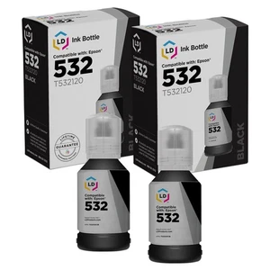 LD Replacement for Epson 532 T532120 Black Ink 2PK ET-M1170 ST-M1000 ST-M3000 - Picture 1 of 8