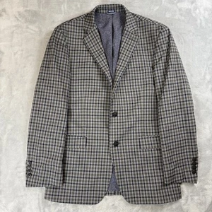 Crown & Ivy Men’s 38R Gray Blue Plaid Blazer Classic Fit 2 Button Lightweight - Picture 1 of 9