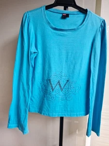 DIESEL ITALY 100%COTTON AQUA BLUE LONG SLEEVES SIZE S TOP SPLIT SLEEVES - Bild 1 von 10