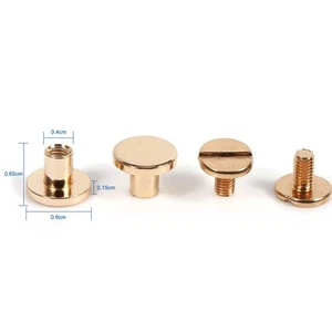 10sets 5/6.5/8mm Solid Brass Button Stud Screw Nail Screwback For Leather Ri HLF - Picture 1 of 12