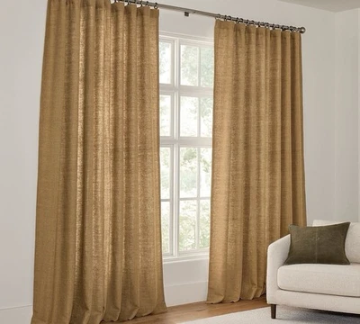 Panel de cortina Pottery Barn Peyton forrado de lino castaño 50”x108” desvanecimiento solar menor Foto 1 de 4