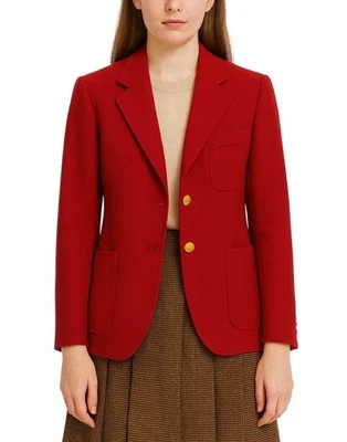 Antigo J.G. Blazer feminino Hook lã tweed espinha de peixe 14 vermelho náutico jaqueta Preppy - Imagem 1 de 4