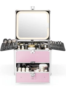  Schminkkasten mit Schublade und einem abnehmbaren beleuchteten Spiegel, wasserdicht Reise  - Bild 1 von 5