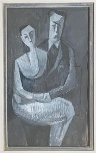 Robert Hunter (1920-1996) - Gouache Painting - Courting Couple - Abstract - Picture 1 of 11