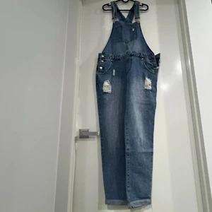 Womens Long Denim Overalls / Dungarees / Jumpsuit / Playsuit Size 12 - Picture 1 of 4