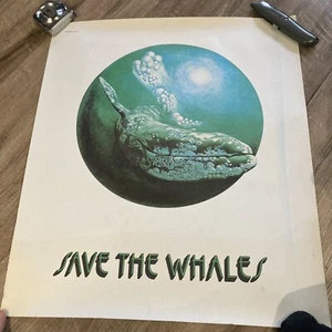 Vintage 1970s Anti Whaling Poster Rare “Save The Whales” Fantastic Artwork - Picture 1 of 12