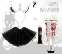 HALLOWEEN ZOMBIE GREY UNICORN TUTU COSTUME Ladies Kids Scary Pony Fancy Dress