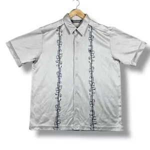 Camicia Quicksilver Bottone Frontale Uomo XL Grigio Geometrico Aloha Camp Y2K Retrò - Foto 1 di 6