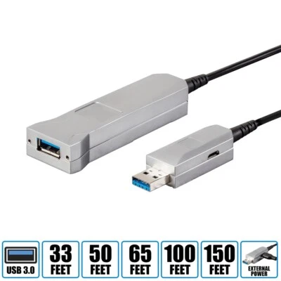 33 50 65 100 150 FT USB 3.0 Type A Male to Female Fiber Optic Extension Cable - Image 1 of 4