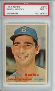 1957 TOPPS #302 SANDY KOUFAX NM PSA 7