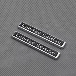 2Pcs Chrome Metal Black Coated Limited Edition Side Wing Badge Rear Trunk Emblem - Picture 1 of 7