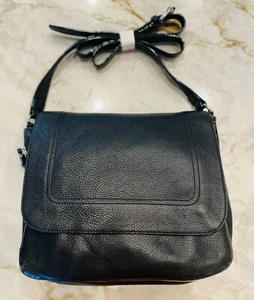 Sanctuary Black Faux Leather Crossbody Bag Fold Over Zipper Expandable - Picture 1 of 12