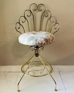 Vintage Pacsco Hollywood Regency Gold Metall Waschtisch verstellbarer Drehstuhl - Bild 1 von 11