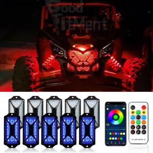 10PCS RGB LED Rock Light Signal Brake Underbody Glow Neon Lamp For Dune Buggy US - Picture 1 of 15