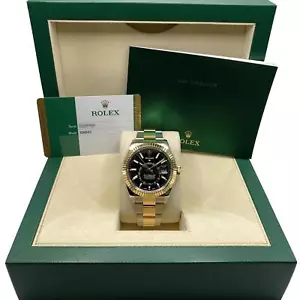 Rolex Sky-Dweller 326933 Steel Yellow Gold Black Dial Automatic Mens Watch B&P - Picture 1 of 7