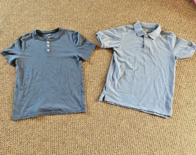 JUEGO 2 CAMISAS POLO TOPS NIÑO TALLA L GRANDE 10-12 10 12 AZUL MANGA CORTA PRIMAVERA Foto 1 de 2