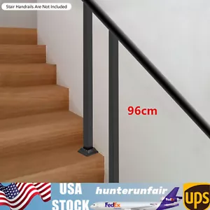 2x38" Black Deck Railing Handrail Stair Balusters Post Square Metal Fence Post - Picture 1 of 16