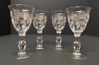 Vintage Heisey Rose 5.2" Crystal Footed Etched Apéritif Wine Glass Set Of 4 MCM