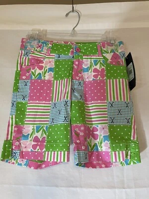Hartstrings Girl’s Shorts NWT Green Pink Blue White Pattern Size 8 - Image 1 of 4