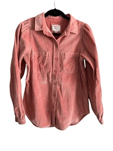 American Eagle Women's Pink/ Peach Color Corduroy Button Down Shirt SZ XS - Picture 1 of 4