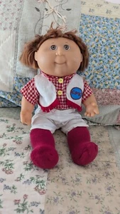 Vintage 1991 Cabbage Patch Kid Boy Plastic Body Auburn Messy Hair Western Shirt - Picture 1 of 2