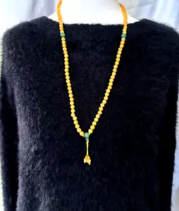 Mala/Oración Hecha a Mano en Oro y Jade Verde Medida 15" Largo Muy Buen Estado. - Imagen 1 de 3