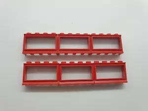 LEGO 6 x Fenster Fensterbank kurz rot Red Window 1x4x2 with Fixed Glass 453 - Bild 1 von 1