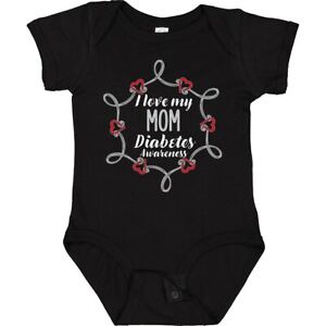 Inktastic I Love My Mom Diabetes Awareness Baby Bodysuit Mother Mommy Gray Red