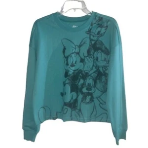 Disney Mickey and Friends Teal Graphic Long Sleeve Novelty Sweatshirt Sz Small - Picture 1 of 7