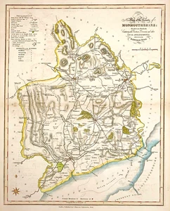 map of Monmouthshire hundreds, towns, gentleman houses post reform bill 1838 - Picture 1 of 4