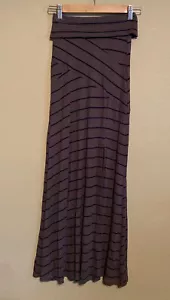 Maxi falda Anthropologie Bordeaux nueva con etiquetas marrón-gris con rayas negras 39"" de largo XXSP - Imagen 1 de 5