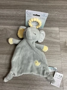 NEW Douglas Baby Gray Stripes Elephant Teether Stuffed Animal Yellow Polka Dots - Picture 1 of 5