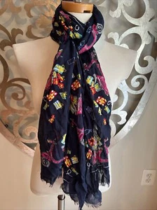 Talbots Scarf 100% Viscose 21" x 78" Multicolor Motor Scooter Presents NEW NWT - Picture 1 of 7